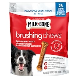 Milk-Bone Brushing Chews Gâteries pour Chiens Moyens 11 - 22 kg 25 Gâteries Dentaires 557 g, 2,33 $/100g
