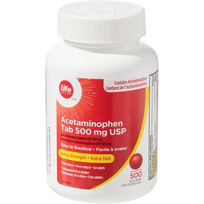 Life Acétaminophène extra fort, 500 comprimés à 500 mg 500 ea, 0,06 $/1ch