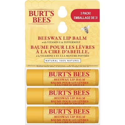 Burt’s Bees Baume Hydratant Pour Les Lèvres À La Cire D’Abeille D’Origine Naturelle À 100 % , Formule Originale Avec Vitamine E Et Huile De Menthe Poivrée, Emballage De 3 Tubes 3x4.25 g, 86,59 $/100g