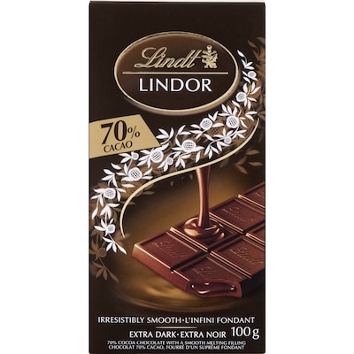 Lindt LINDOR 70% Cacoa Dark Chocolate Bar 100 g, $3.99/100g
