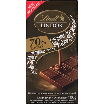 Lindt Chocolat noir LINDOR à 70 % de cacao – Barre 100 g, 3,99 $/100g