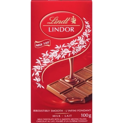 Lindt Chocolat au lait LINDOR – Barre 100 g, 3,79 $/100g