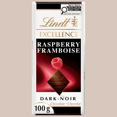 Lindt EXCELLENCE Barre de chocolat noir à la framboise 100 g, 5,99 $/100g