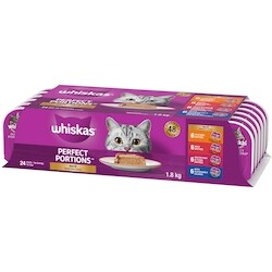 WHISKAS Salmon & Poultry Pate Wet Cat Food, 100g Trays (24 Pack) - Complete Nutrition For Adult Cats