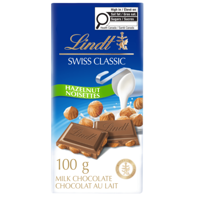 Lindt SWISS CLASSIC GRANDES Barre de chocolat au lait à la noisette 150 g, 5,66 $/100g