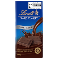 black chocolate Lindt SWISS CLASSIC Dark Chocolate Bar - 100 g | Zehrs