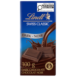 Lindt SWISS CLASSIC Barre de chocolat noir 100 g, 3,99 $/100g