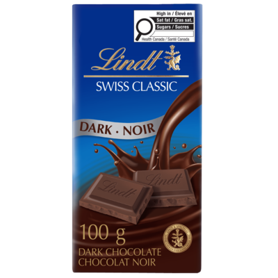 Lindt Chocolat noir SWISS CLASSIC – Barre 100 g, 4,99 $/100g