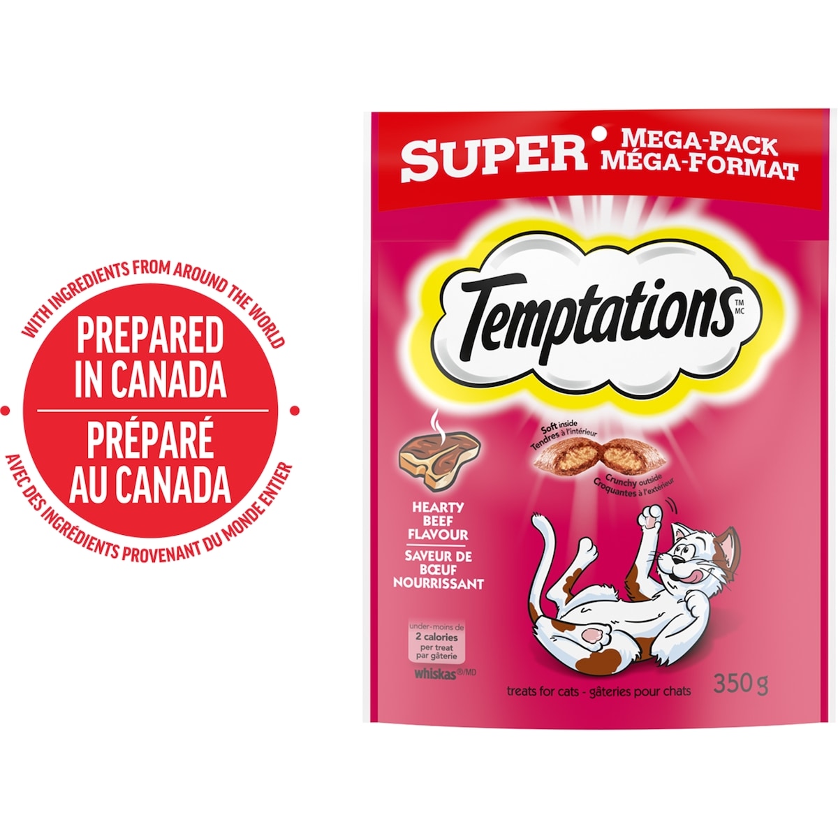 Temptations Gâteries pour chats adultes saveur de bœuf nourrissant 350 g, 2,14 $/100g