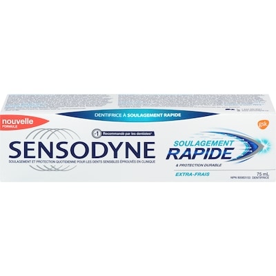 Sensodyne Dentifrice pour dents sensibles Soulagement rapide, ultrafraîcheur 75 ml, 9,99 $/100ml