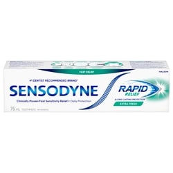 Sensodyne Dentifrice pour dents sensibles Soulagement rapide, ultrafraîcheur 75 ml, 10,00 $/100ml