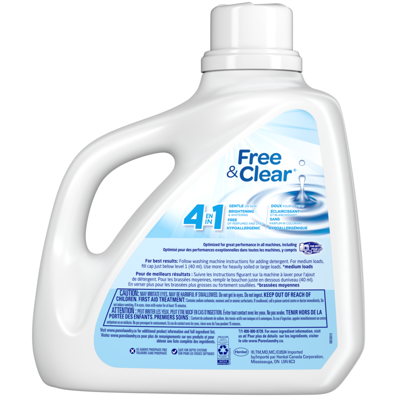 Free & Clear 4 in 1 Hypoallergenic Concentrated Liquid Laundry Detergent, 110 Loads