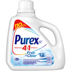 Purex Hypoallergénique détergent à lessive liquide concentré, pur & clair, 110 brassées 4.43 l, 0,32 $/100ml