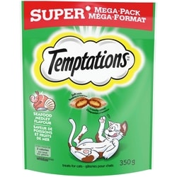 Temptations Gâteries pour chats adultes saveur mélange de poissons et fruits de mer  350 g, 2,00 $/100g