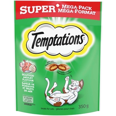 Temptations Gâteries pour chats adultes saveur mélange de poissons et fruits de mer  350 g, 1,94 $/100g