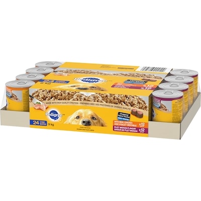 Nourriture humide pour chiens – repas haché, emballage de 24 (poulet et filet mignon)