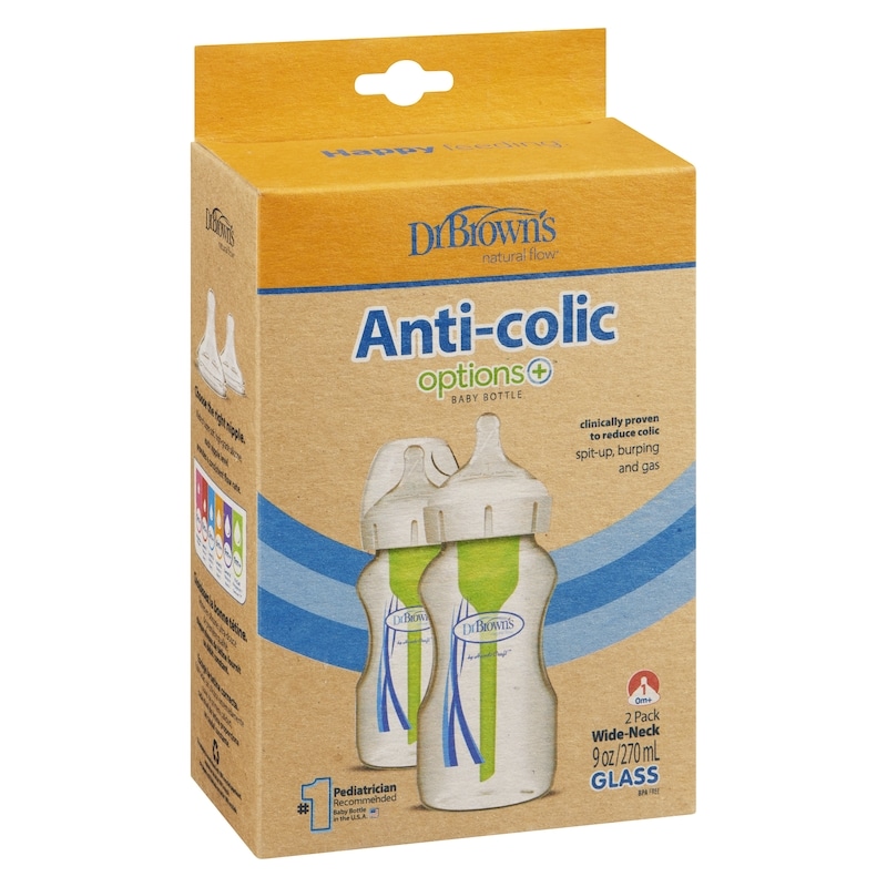 9oz Options+ Wide Neck Glass Bottle 2 Pack