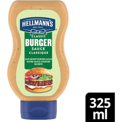 Hellmann’s Sauce à burger pour burgers maison préférées Une tradition classique sans gluten  325 ml, 1,69 $/100ml