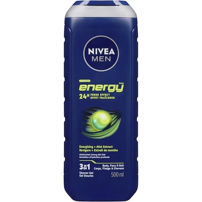 Nivea Soap, Men Energy Shower Gel Body Face and Hair 500 ml, $0.70/100ml