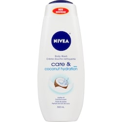 Nivea Crème douche nettoyante Care and Coconut Hydration, huile de jojoba et parfum de noix de coco 500 ml, 0,90 $/100ml