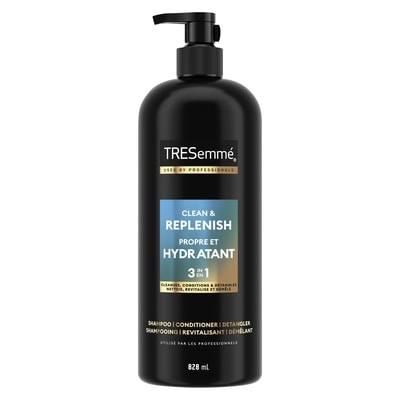 TRESemme Shampooing, Revitalisant et Démêlant 3 en 1 Propre et Hydratant pour laver, revitaliser et démêler 828 ml, 1,03 $/100ml