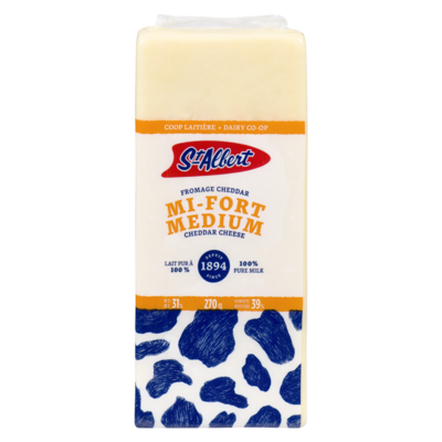 St Albert Cheddar blanc moyen 270 g, 4,55 $/100g