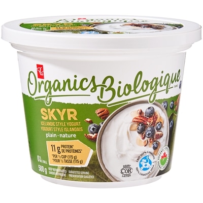 PC Organics Plain Skyr Icelandic Style 0% MF Yogurt 500 g, $1.30/100g