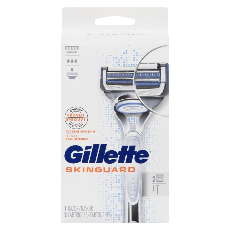 SkinGuard Men's Razor Handle + 2 Blade Refills