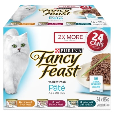 Purina Fancy Feast Pate Assorted Variety Pack, Wet Cat Food 2.04 kg, $1.23/100g