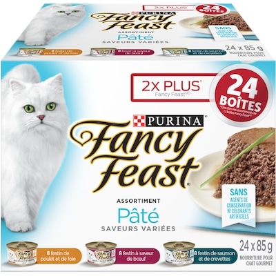 Purina Fancy Feast Assortiment Pâté, Nourriture Humide pour Chats 24 x 85 g 2.04 kg, 1,25 $/100g