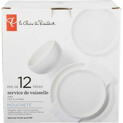 le Choix du Président Service de table moucheté, 12 pièces – Crème 12x1.0 ea, 5,42 $/1ch