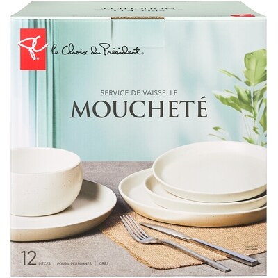 le Choix du Président Service de table moucheté, 12 pièces – Crème 12x1.0 ea, 4,00 $/1ch
