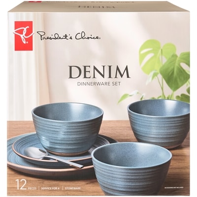 President's Choice 12 Piece Denim Dinnerware Set (Service For Four) , Denim 12x1.0 ea, $4.00/1ea