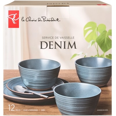 le Choix du Président Service de vaisselle 12 pièces style denim (service pour quatre personnes) 12x1.0 ea, 4,00 $/1ch