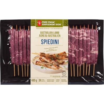 President's Choice Free From Australian Lamb Spiedini 24 Skewers 480 g, $6.25/100g