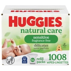 Huggies Baby Wipes, Natural Care Sensitive, UNSCENTED, 6 Refill Packs, 1,008 Wipes 1 ea, $0.03/1ea