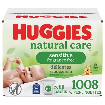 Huggies Baby Wipes, Natural Care Sensitive, UNSCENTED, 6 Refill Packs, 1,008 Wipes 1 ea, $0.03/1ea