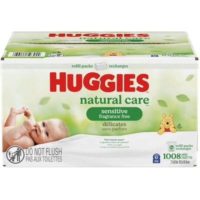 Huggies Baby Wipes, Natural Care Sensitive, UNSCENTED, 6 Refill Packs, 1,008 Wipes 1 ea, $0.03/1ea