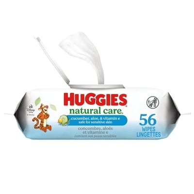 Huggies Lingettes pour bébés Natural Care Refreshing, PARFUMÉES, 1 emballages à couvercle rabattable, total de 56 lingettes 56 ea, 0,08 $/1ch