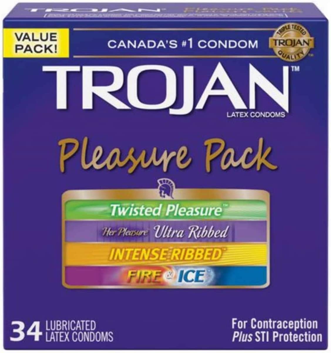 Trojan Pleasure Pack Assorted Lubricated Condoms Value Pack 34 ea, $0.74/1ea