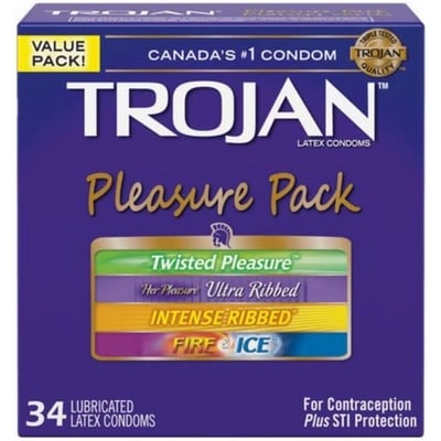 Trojan Pleasure Pack Assorted Lubricated Condoms Value Pack 34 ea, $0.74/1ea