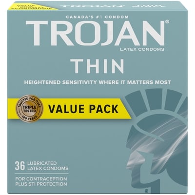 Trojan Condoms lubrifiés minces format économique 36 ea, 0,67 $/1ch