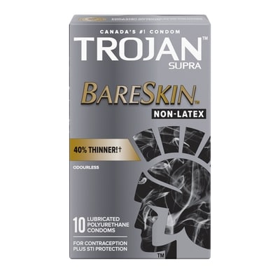Trojan BareSkin Supra Non-Latex Condoms, Super Thin & Sensitive 10 ea, $1.35/1ea