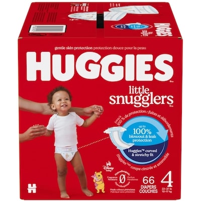 Huggies Couches pour bébés Little Snugglers,  taille 4, 66 couches 66 ea, 0,50 $/1ch