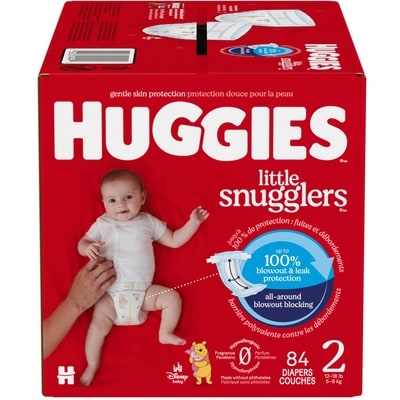 Huggies Couches pour bébés Little Snugglers,  taille 2, 84 couches 84 ea, 0,39 $/1ch