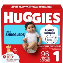 Huggies Couches pour bébés Little Snugglers, taille 1 (4 à 6 kg [8 à 14 livres]), 96 couches 96 ea, 0,34 $/1ch