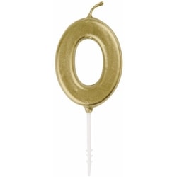Mini Gold Number 0 Pick Birthday Candle