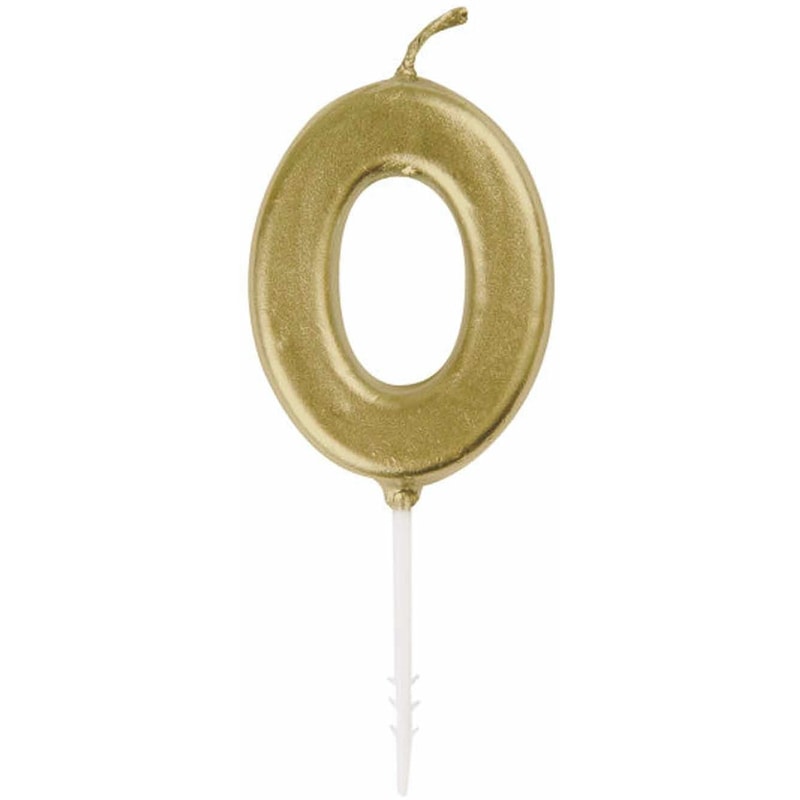 Mini Gold Number 0 Pick Birthday Candle