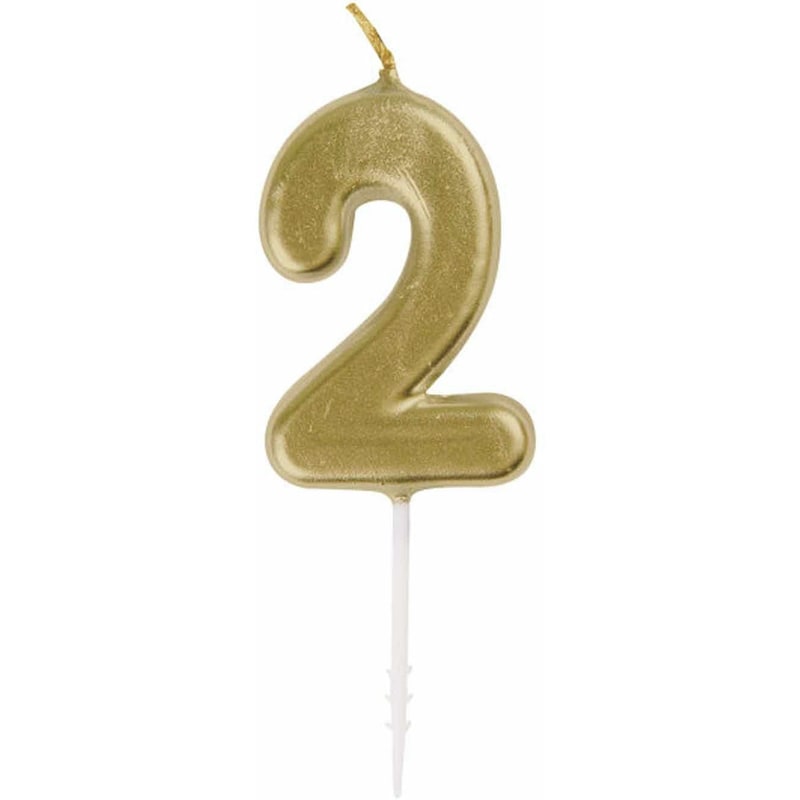 Mini Gold Number 2 Pick Birthday Candle