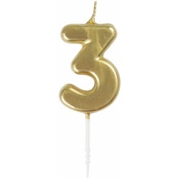 Mini Gold Number 3 Pick Birthday Candle